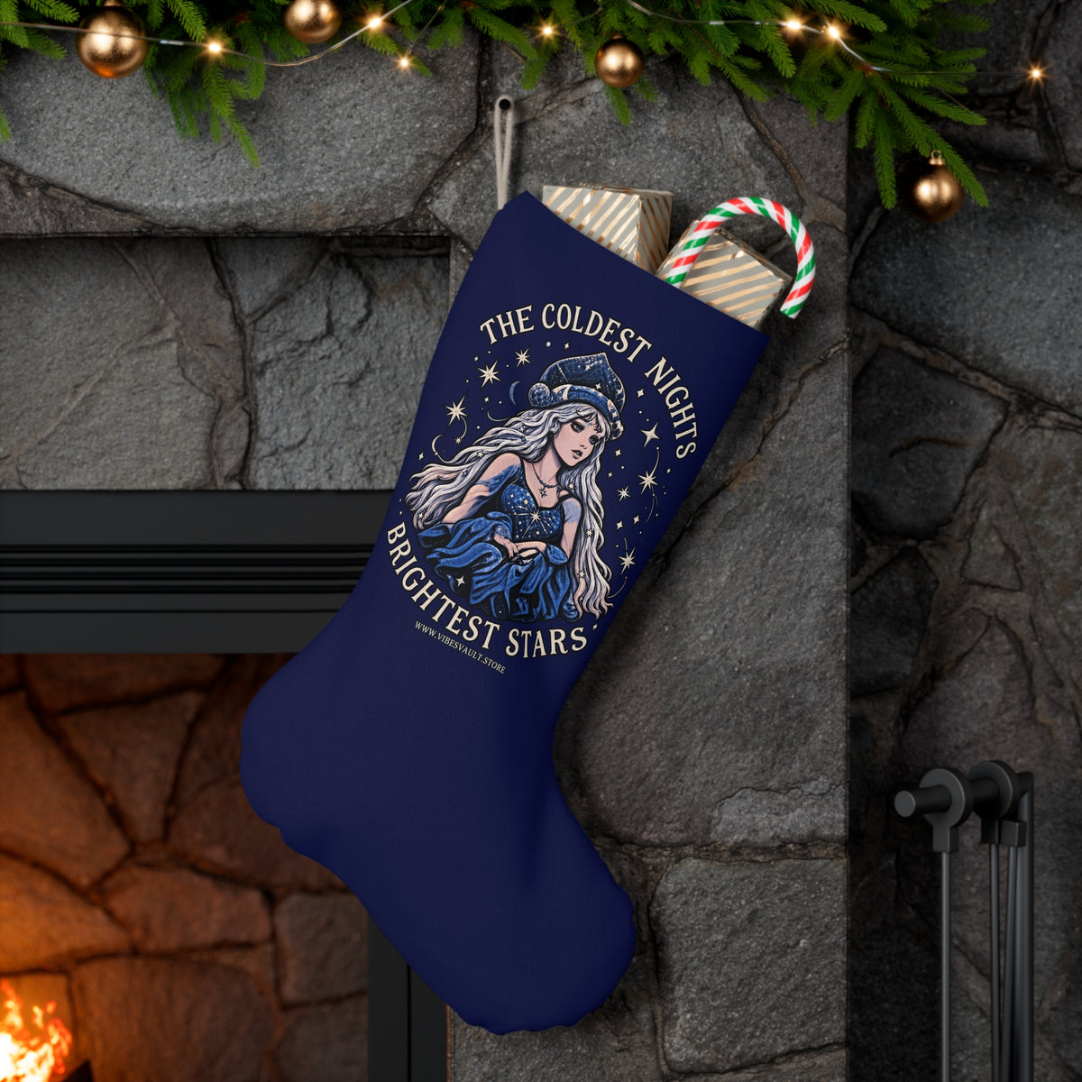 HOLIDAY Coldest Nights Brightest Stars Santa Stocking