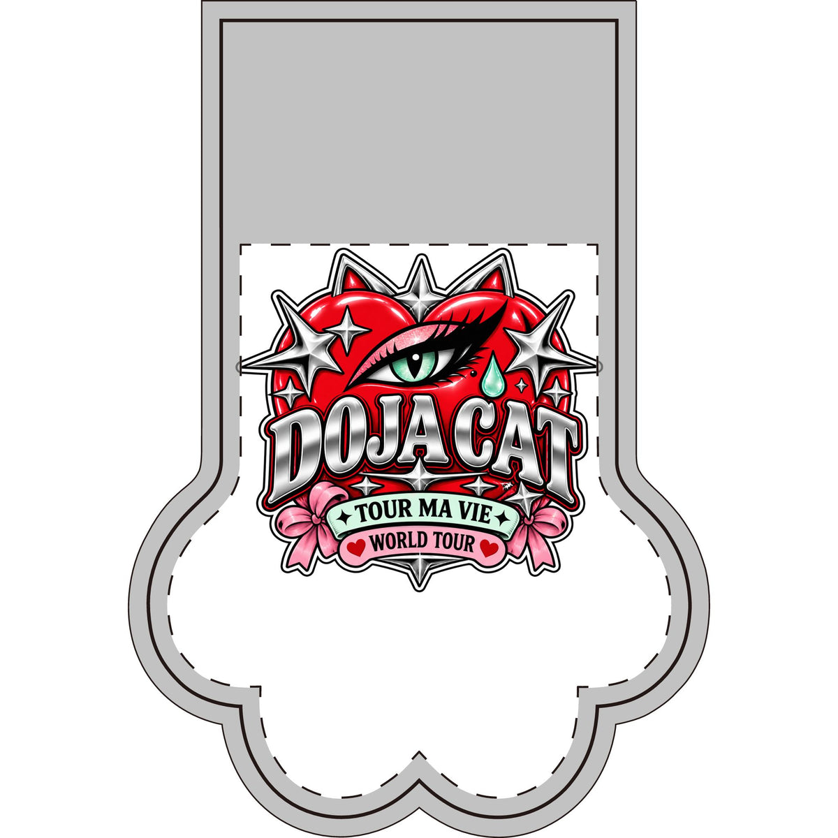 Red Heart Chrome Eye Christmas Stocking (Paw)