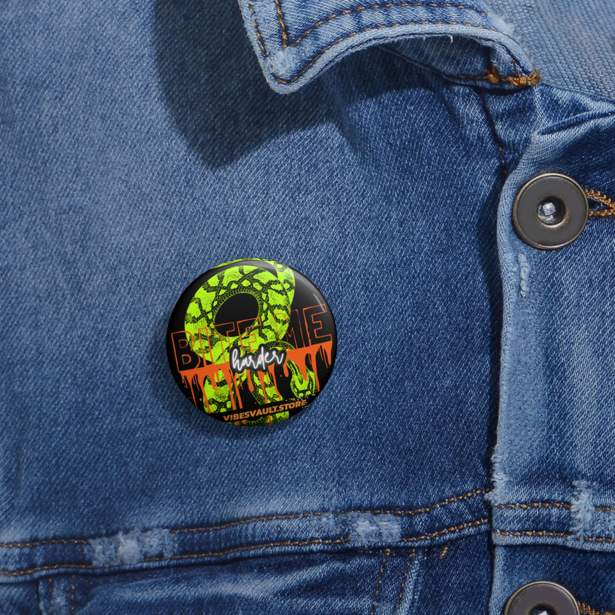 Snake Skin Pin - "Bite Me Harder" Green, Orange and Black - Fall Halloween 2026