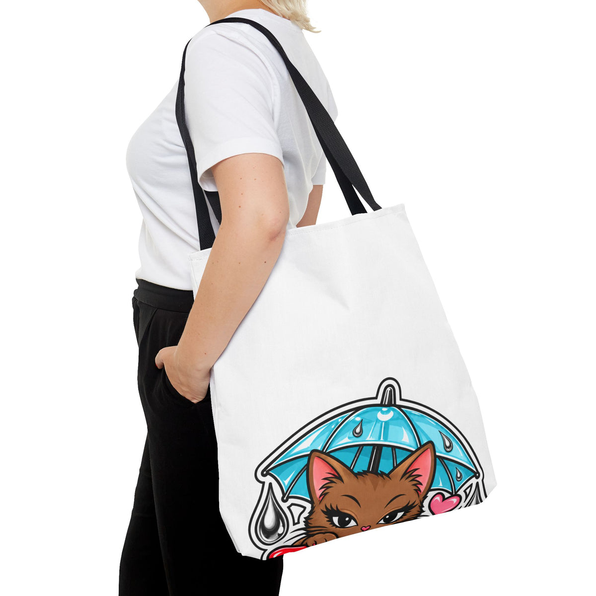 Brown Cat Umbrella All-Over Print Tote Bag