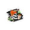 Skull Coffee Sticker — Halloween Skull with Beanie & Pumpkin Kiss-Cut Vinyl Decal— Halloween 2026