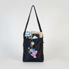 Zip-Close Crossbody Black Bag with Kawaii Twin Stars