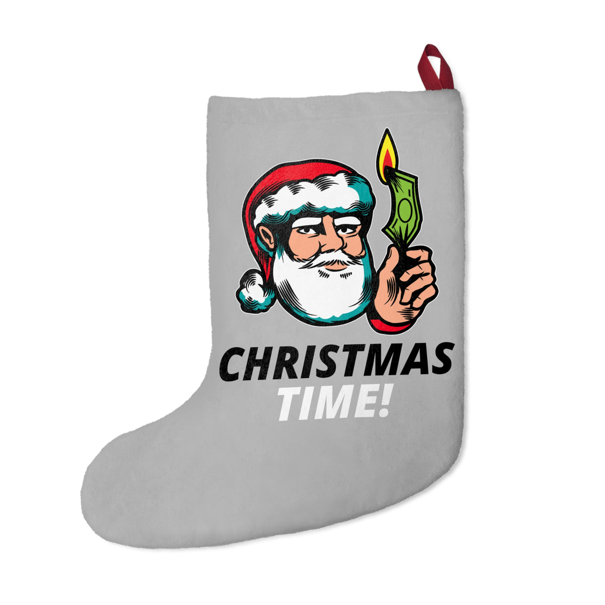 HOLIDAY Santa Burning Money Christmas Stockings