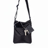Zip-Close Crossbody Black Bag with Kawaii Twin Stars
