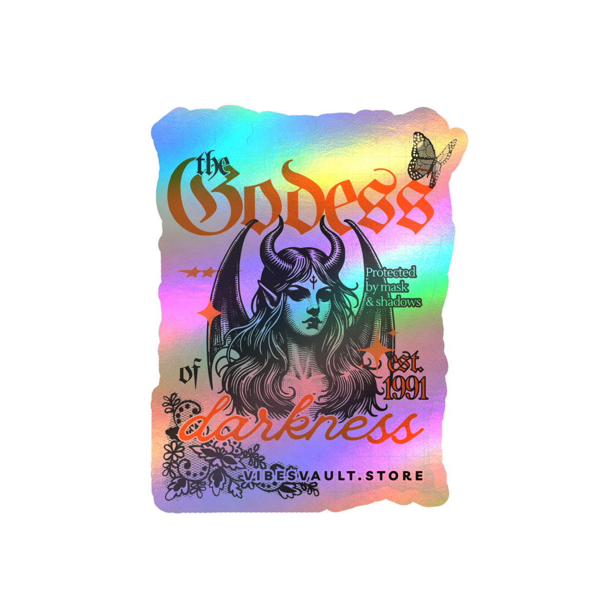 Goddess of Darkness Vinyl Sticker — Gothic Kiss-Cut Decal— Halloween 2026