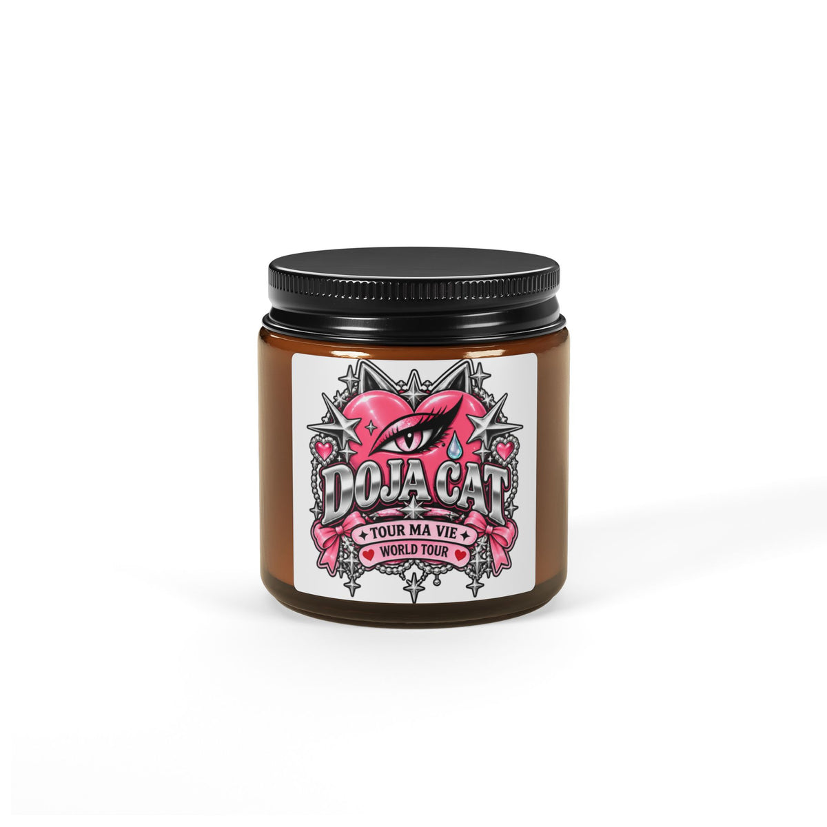 Pink Heart Chrome Eye Amber Jar Soy Candle