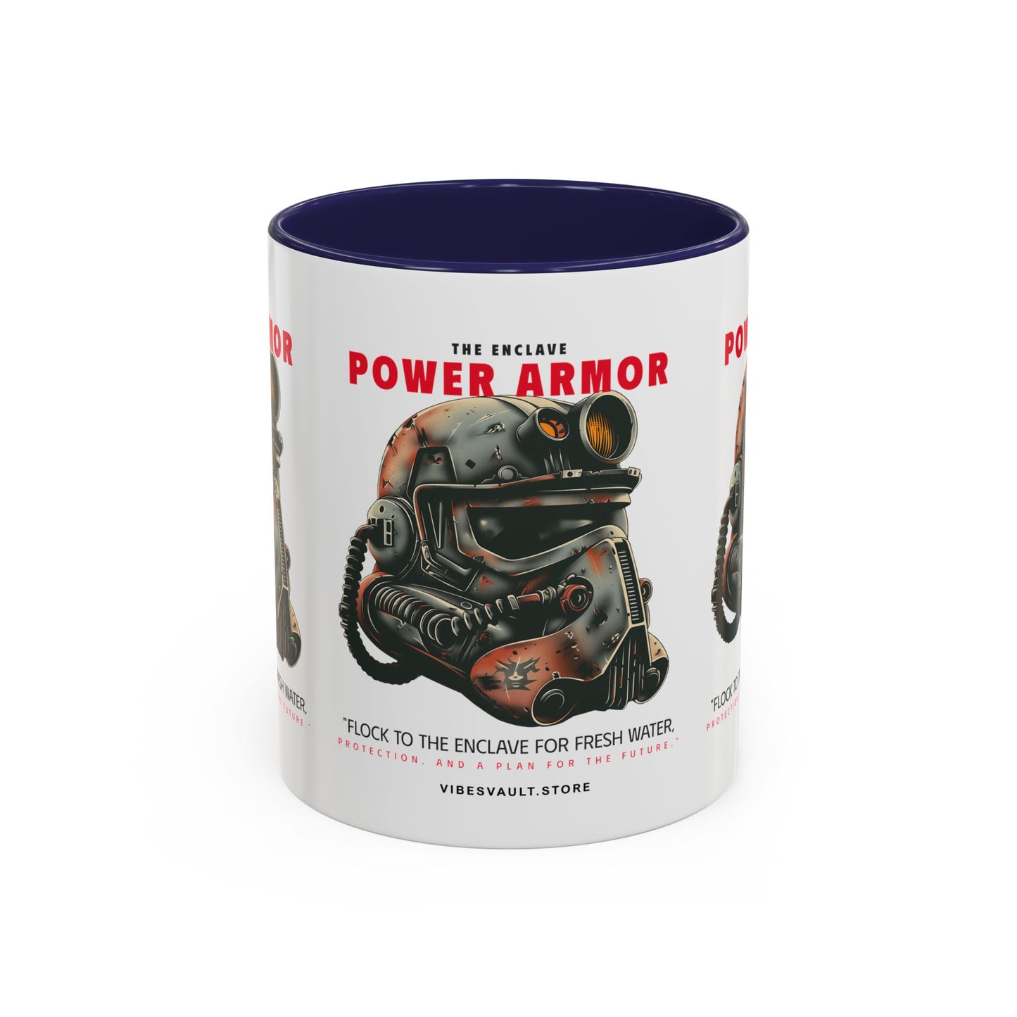 Power Armor Accent Coffee Mug — Fallout Enclave Helmet Design (11/15oz)
