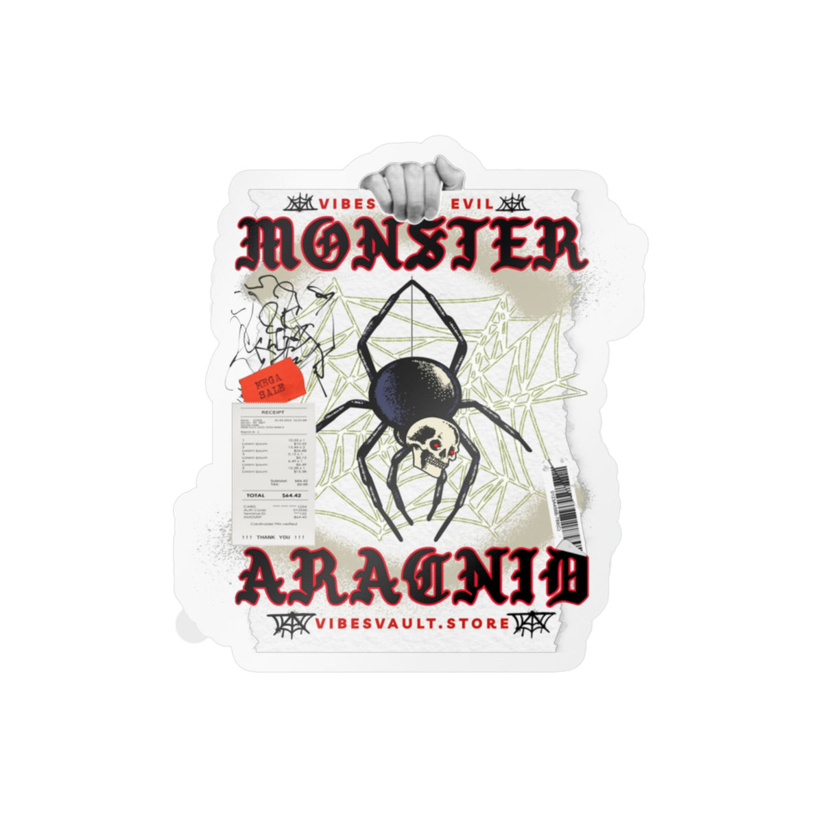 Monster Arachnid Kiss-Cut Vinyl Sticker — Gothic Spider Decal — Halloween 2026