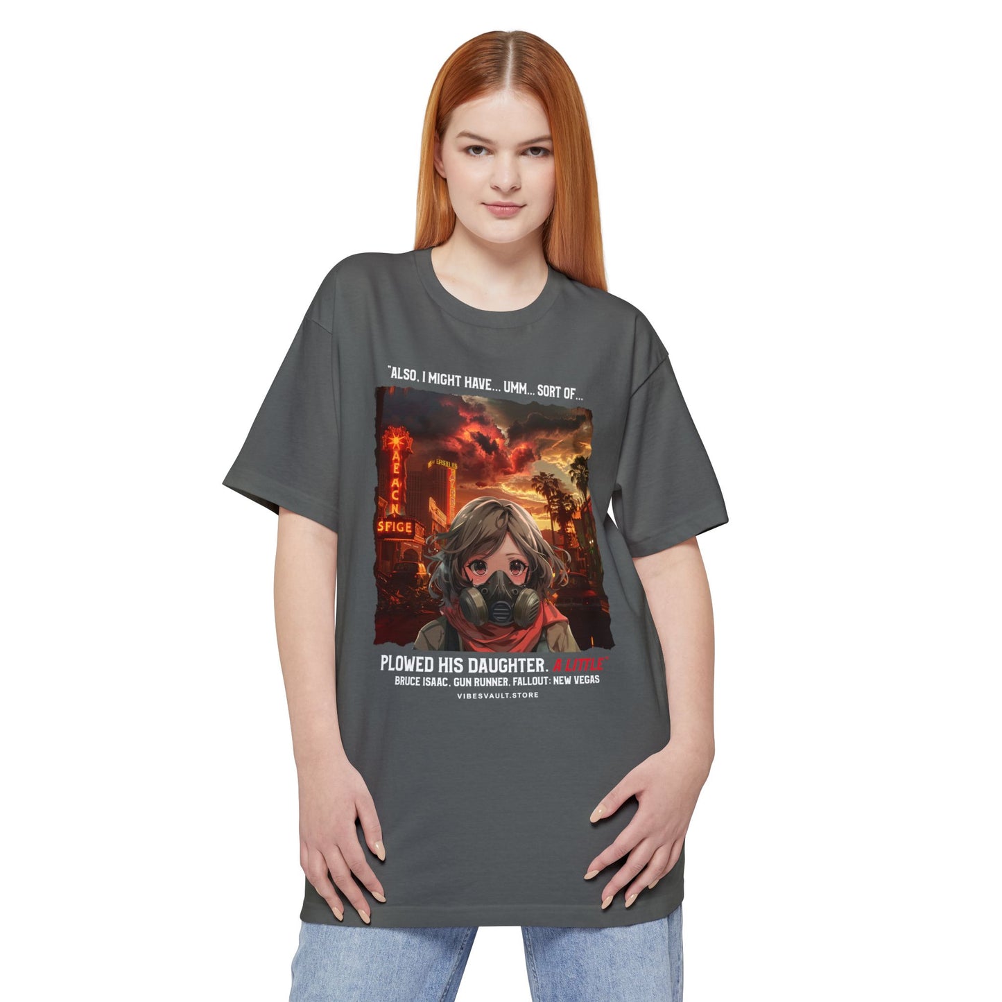 Dystopian Anime Graphic T-Shirt — 'Plowed His Daughter… A Little' Quote Tee