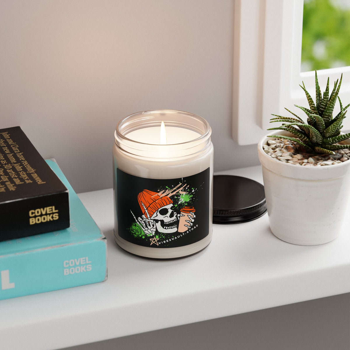 Skull & Coffee Scented Soy Candle — 9oz Cozy Spiced Aroma— Halloween 2026