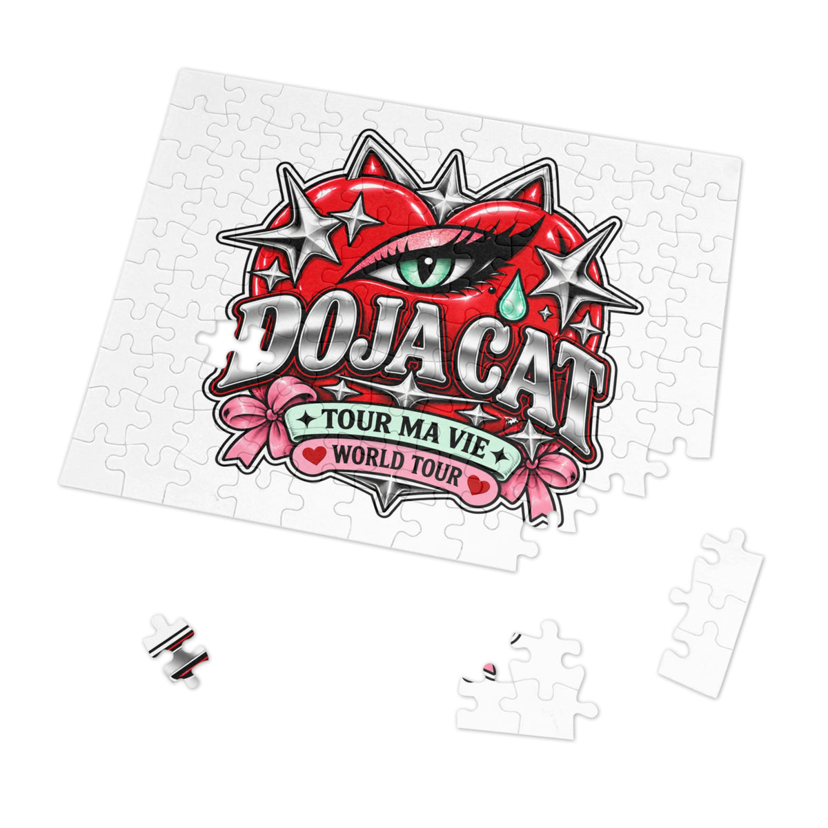 Red Heart Chrome Eye Jigsaw Puzzle with Tin