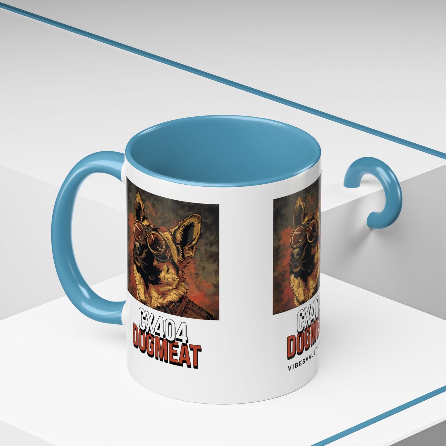 Dogmeat CX404 Accent Coffee Mug — Retro Pilot German Shepherd Gift (11/15oz)