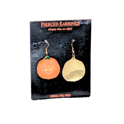 Smiling Pumpkin Jack-O'-Lantern Dangle Earrings