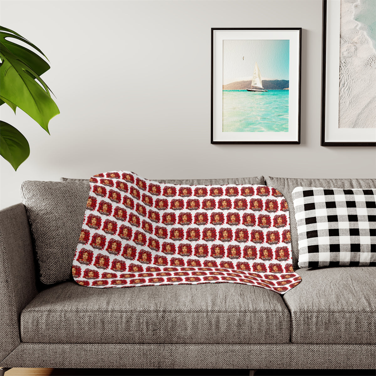 Rose Mosaic Portrait Sherpa Blanket