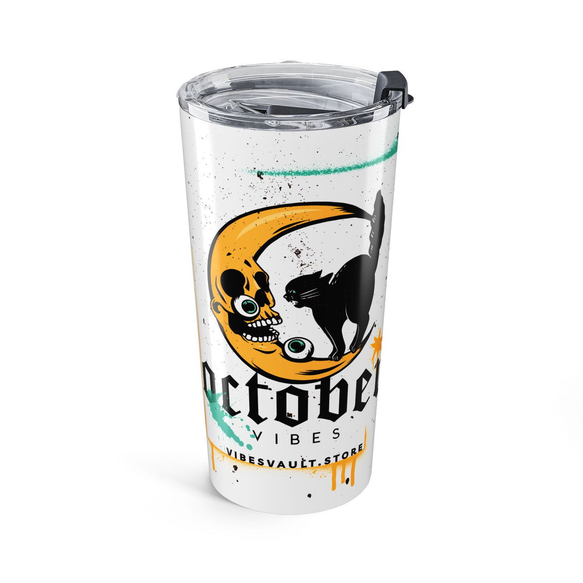20oz Halloween Black Cat & Moon Tumbler — Spooky Retro Travel Mug— Halloween 2026