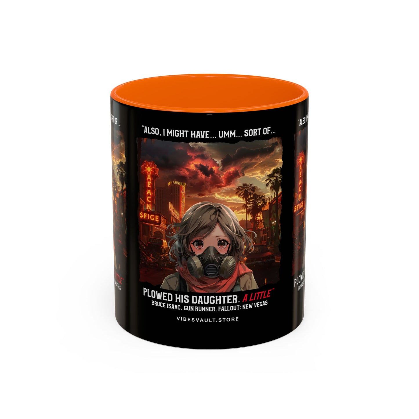 Post-Apocalyptic Anime Coffee Mug — 'Also, I Might Have...Umm...Sort Of' Gas Mask Girl