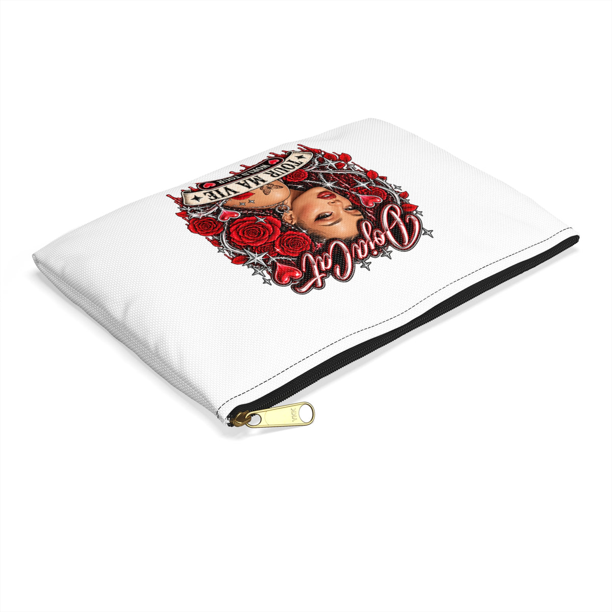 Red Roses Chrome Portrait Accessory Pouch