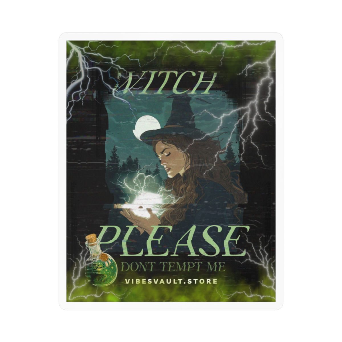 Witch Please Vinyl Sticker — 'Don't Tempt Me' Mystic Kiss-Cut Decal— Halloween 2026