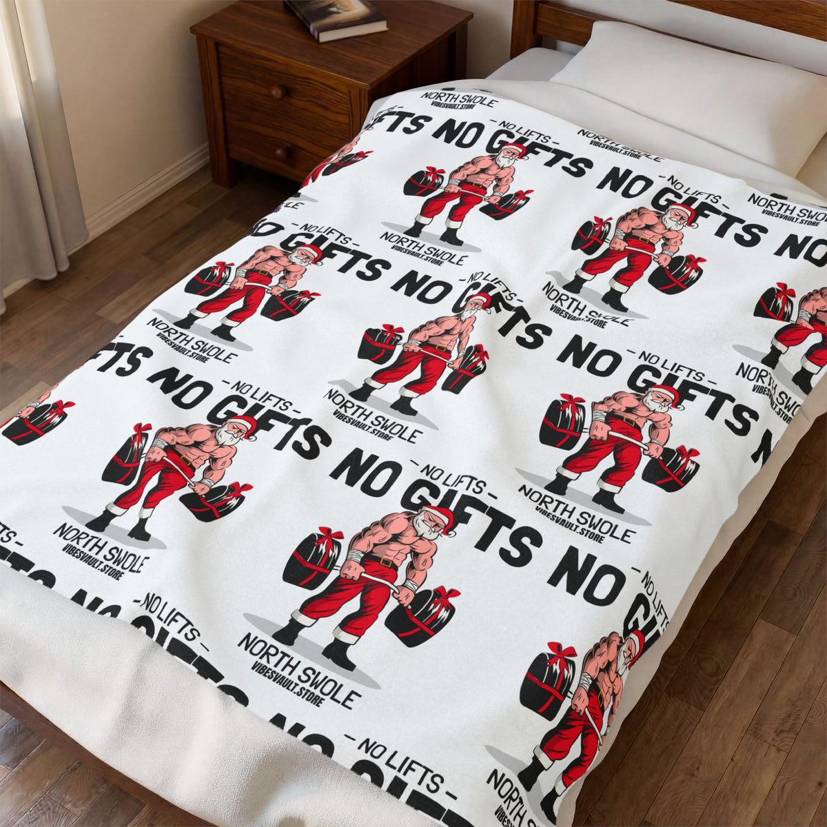 No Lifts No Gifts Santa Velveteen Plush Blanket