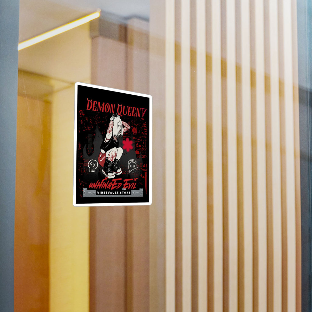 Demon Queen Kiss-Cut Vinyl Decal — Gothic Punk Sticker ("Unhinged Evil")— Halloween 2026