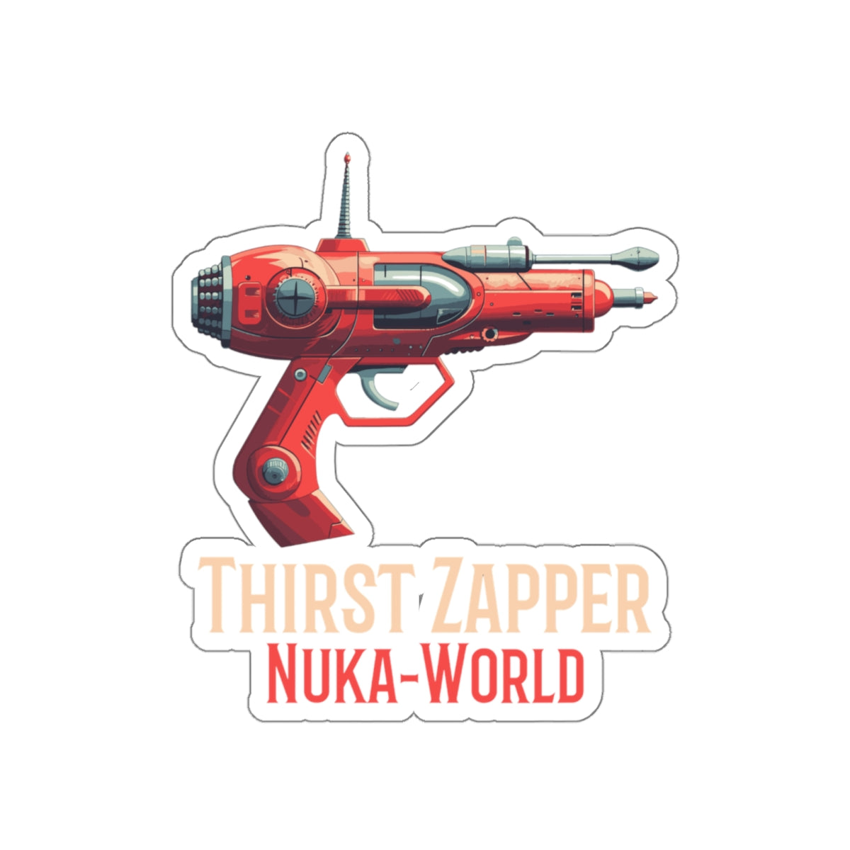 Thirst Zapper Fallout Nuka-World Die-Cut Sticker — Retro Raygun Vinyl Sticker for Laptops & Gaming Gear