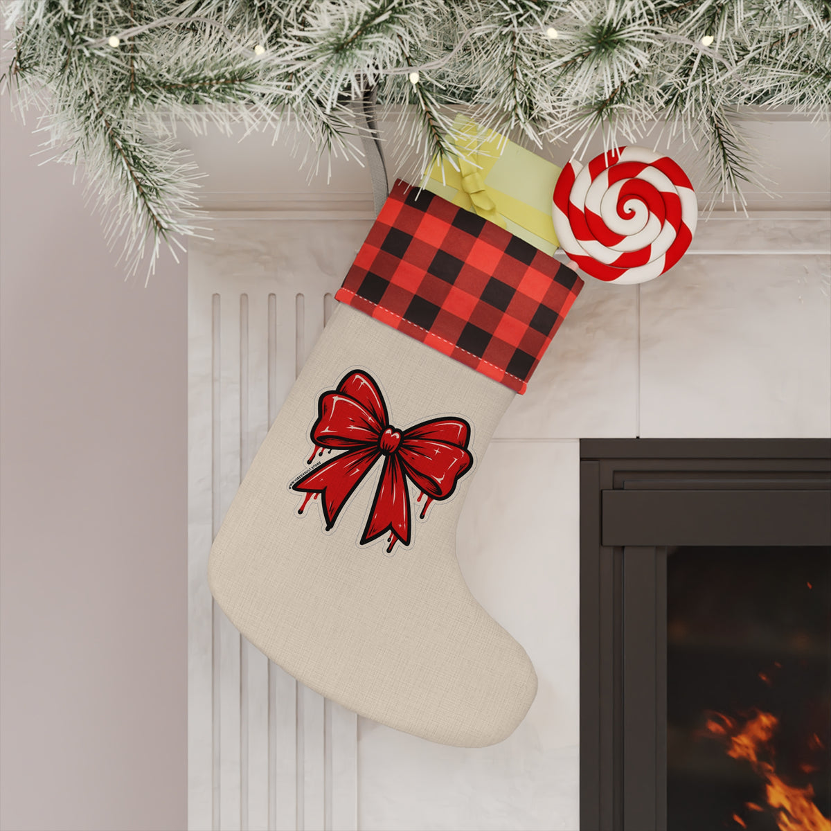 HOLIDAY Red Bow Christmas Stocking