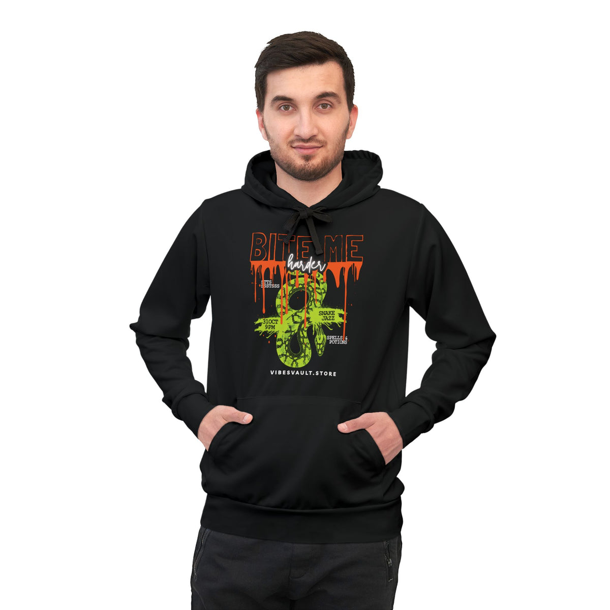 Bite Me Hacker Hoodie — Neon Snake Graphic Hoodie