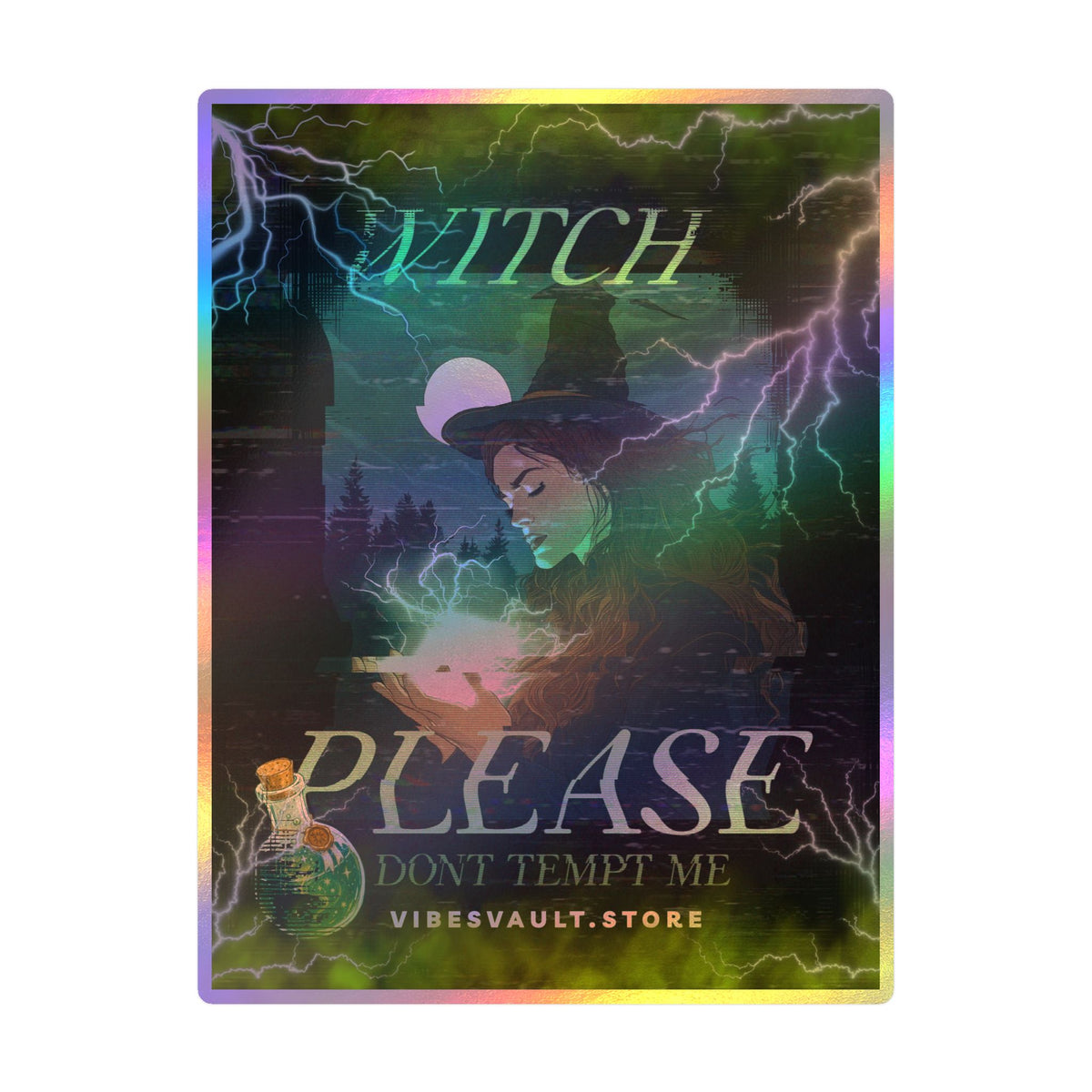 Witch Please Vinyl Sticker — 'Don't Tempt Me' Mystic Kiss-Cut Decal— Halloween 2026