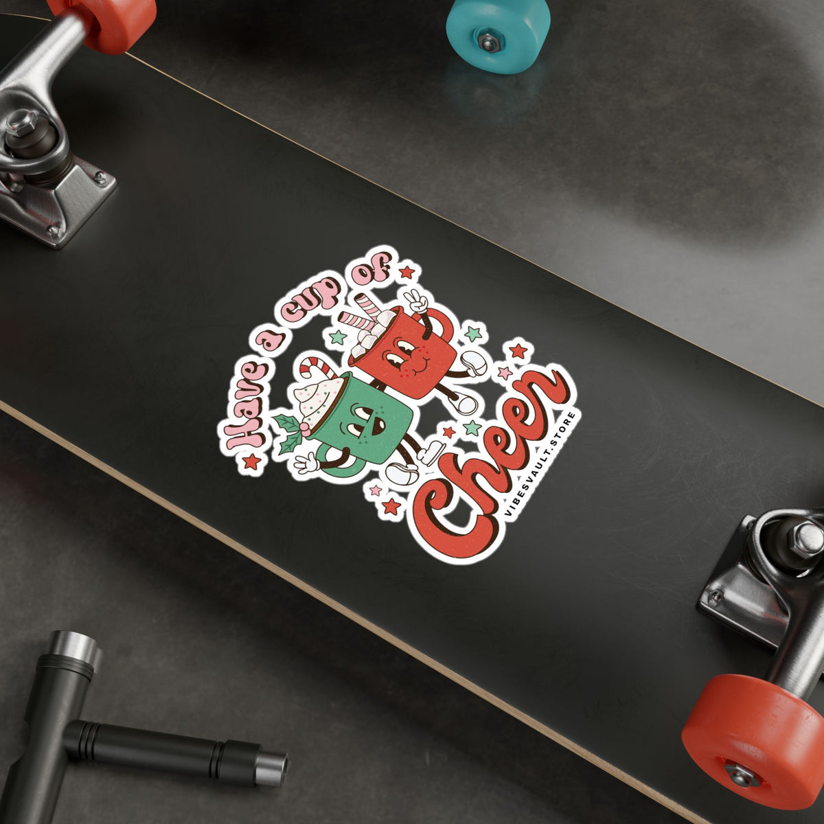 Holiday Hot Cocoa Sticker — "Have a Cup of Cheer" Kiss-Cut Vinyl Decal