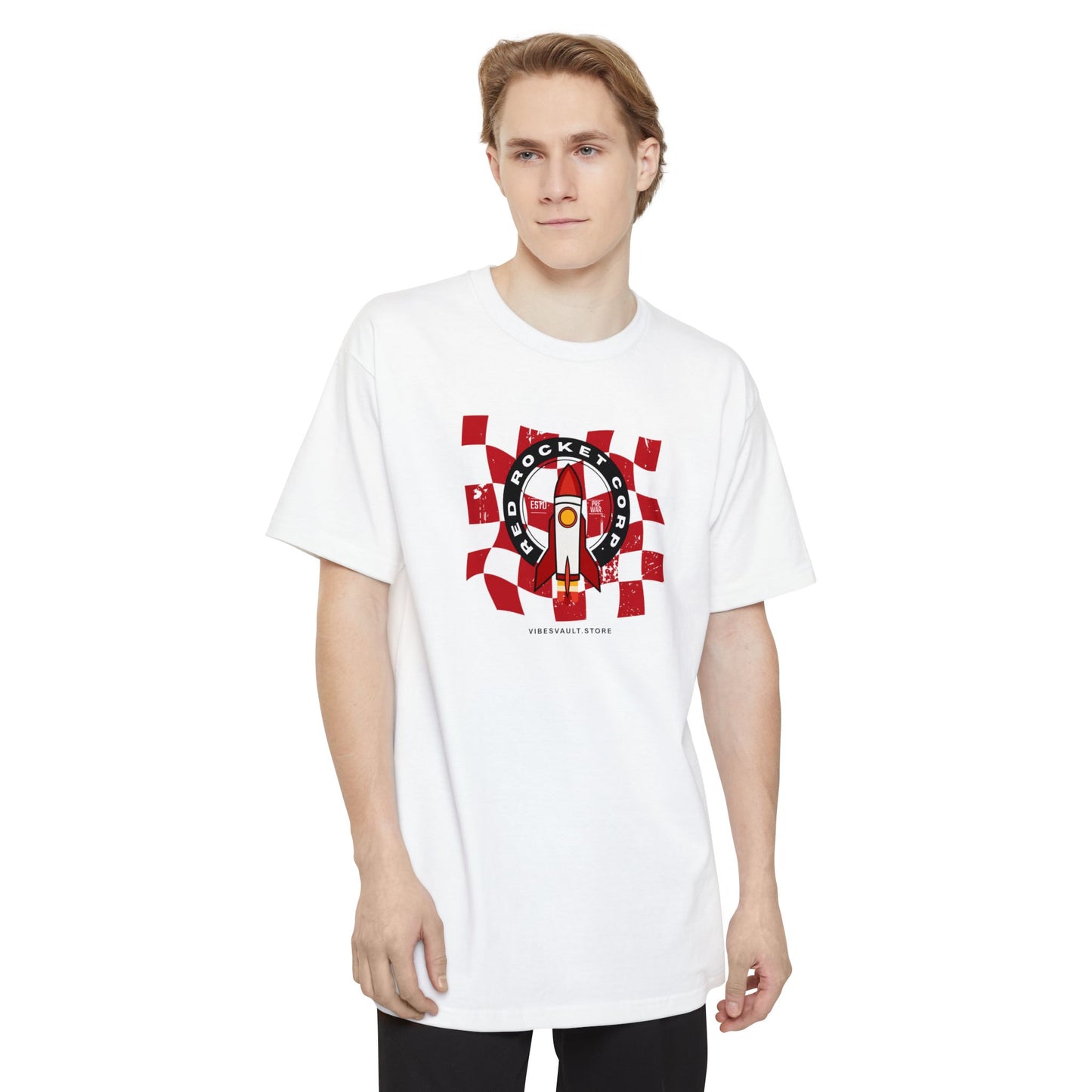 Red Rocket Corp Checkered Retro T-Shirt - Fallout Inspired