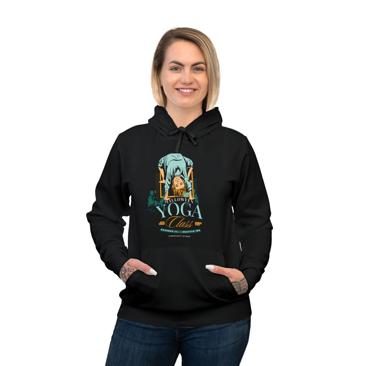 Yoga Class Hoodie — Vintage Instructor Floral Design