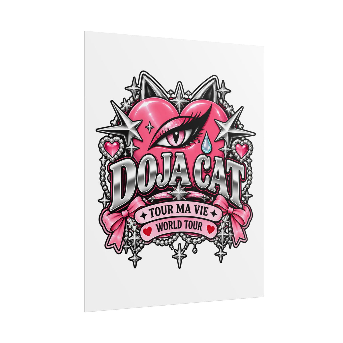 Pink Heart Chrome Eye Rolled Poster