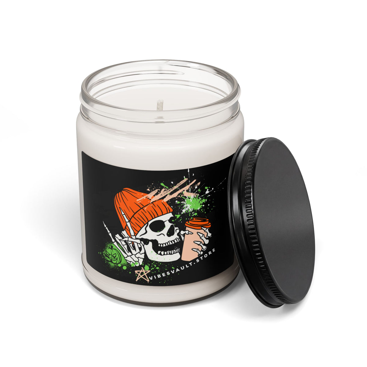 Skull & Coffee Scented Soy Candle — 9oz Cozy Spiced Aroma— Halloween 2026