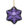 Skull Snowflake Ceramic Ornament — Gothic Purple Holiday Decoration