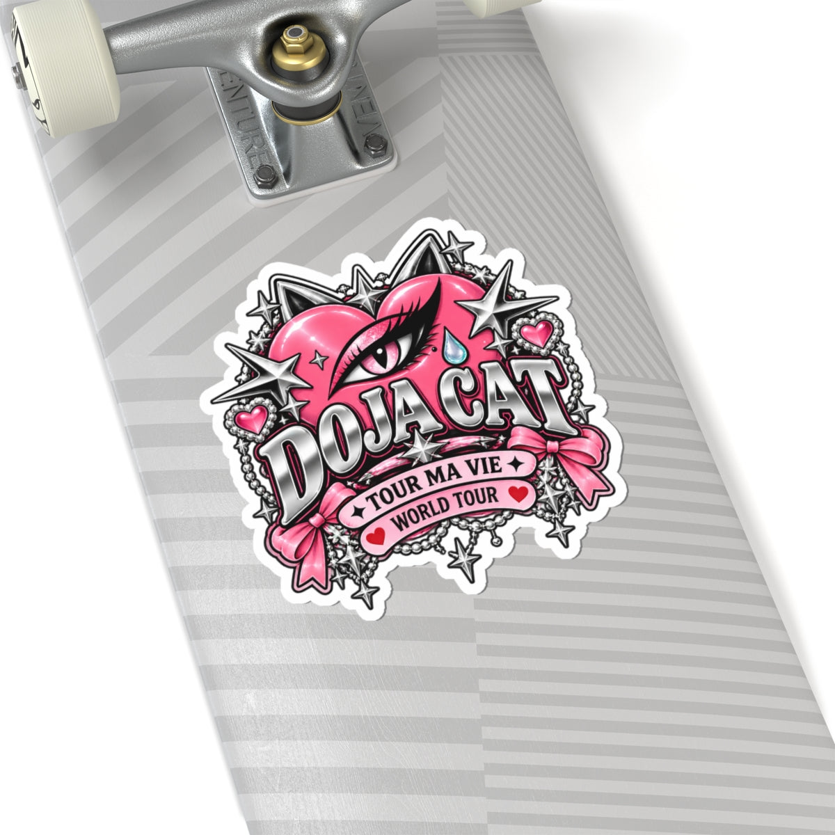 Pink Heart Chrome Eye Kiss-Cut Stickers