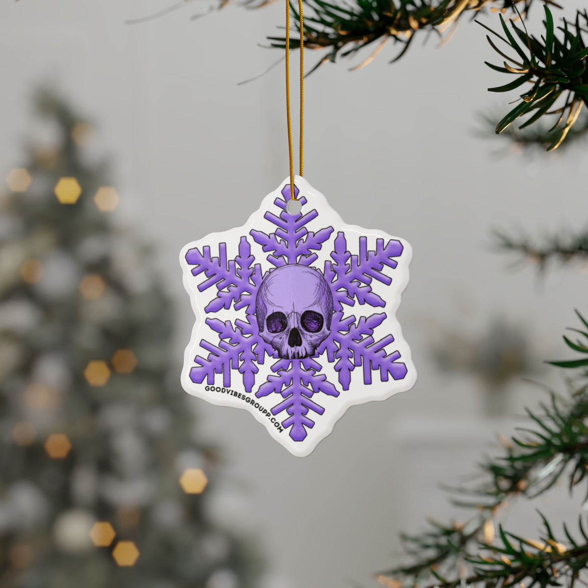 Light Purple Skull Snowflake Christmas Ornament 1pc, 3pcs, 5pcs, or 10pcs