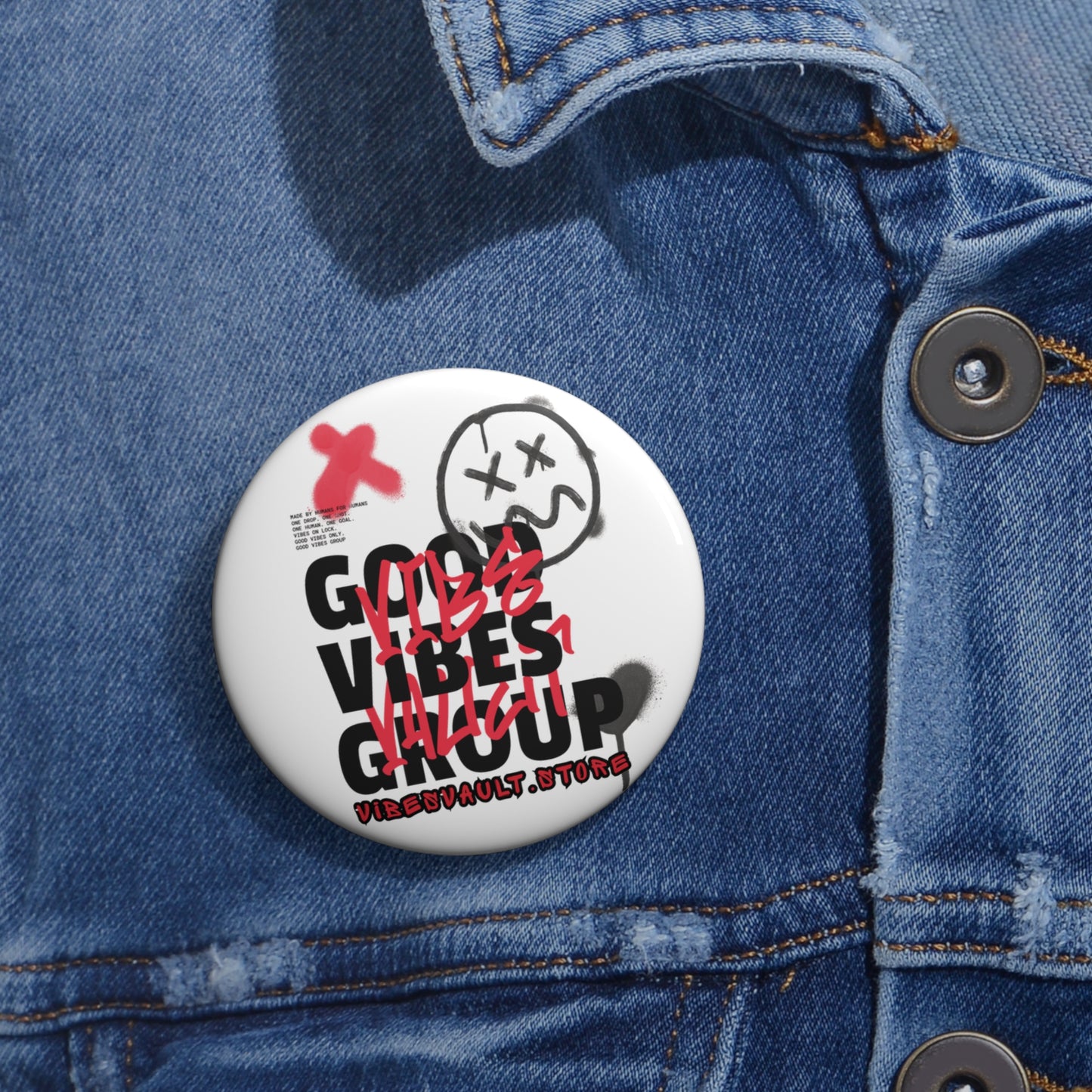 Good Vibes Group Vibes Vault Logo Pin Button