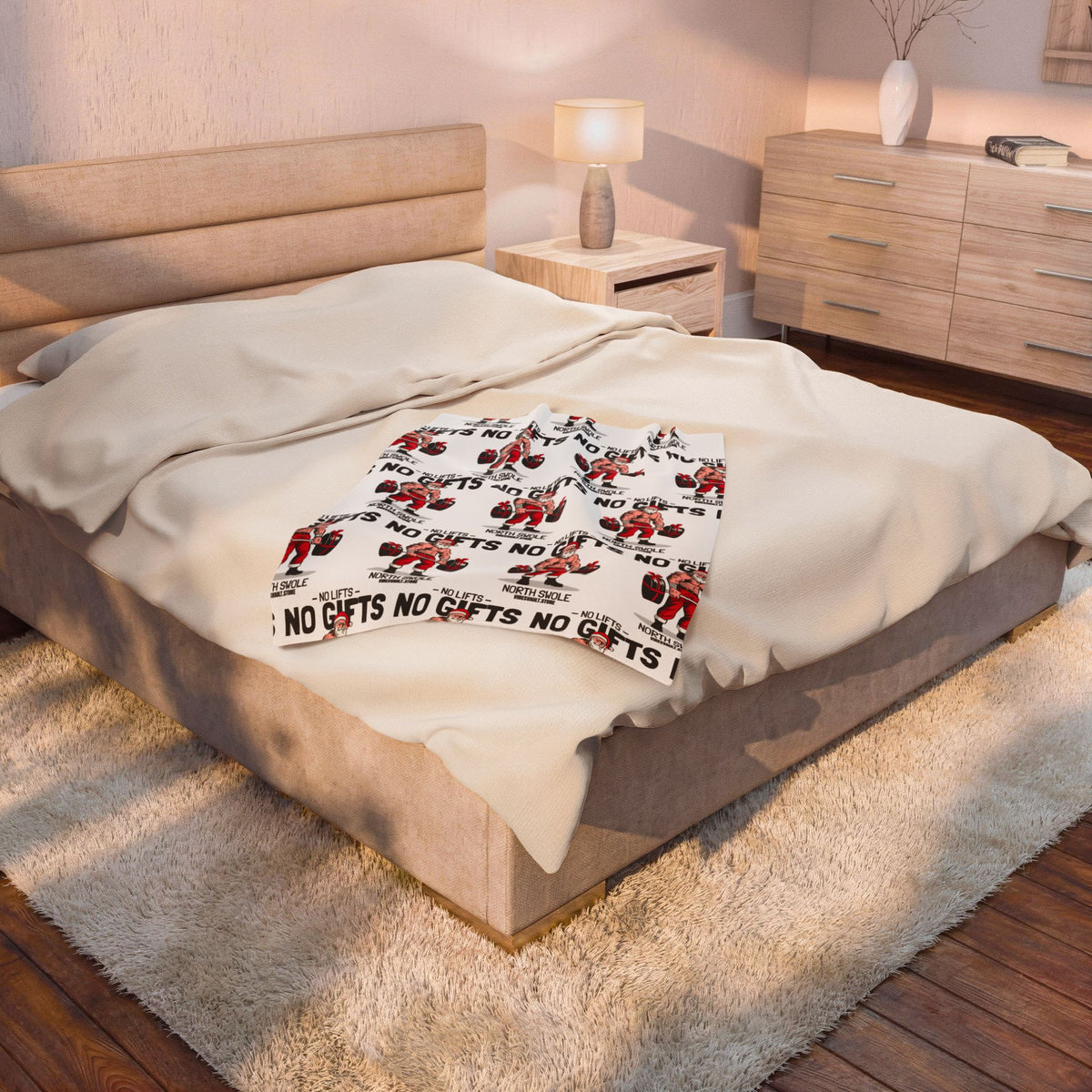 No Lifts No Gifts Santa Velveteen Plush Blanket
