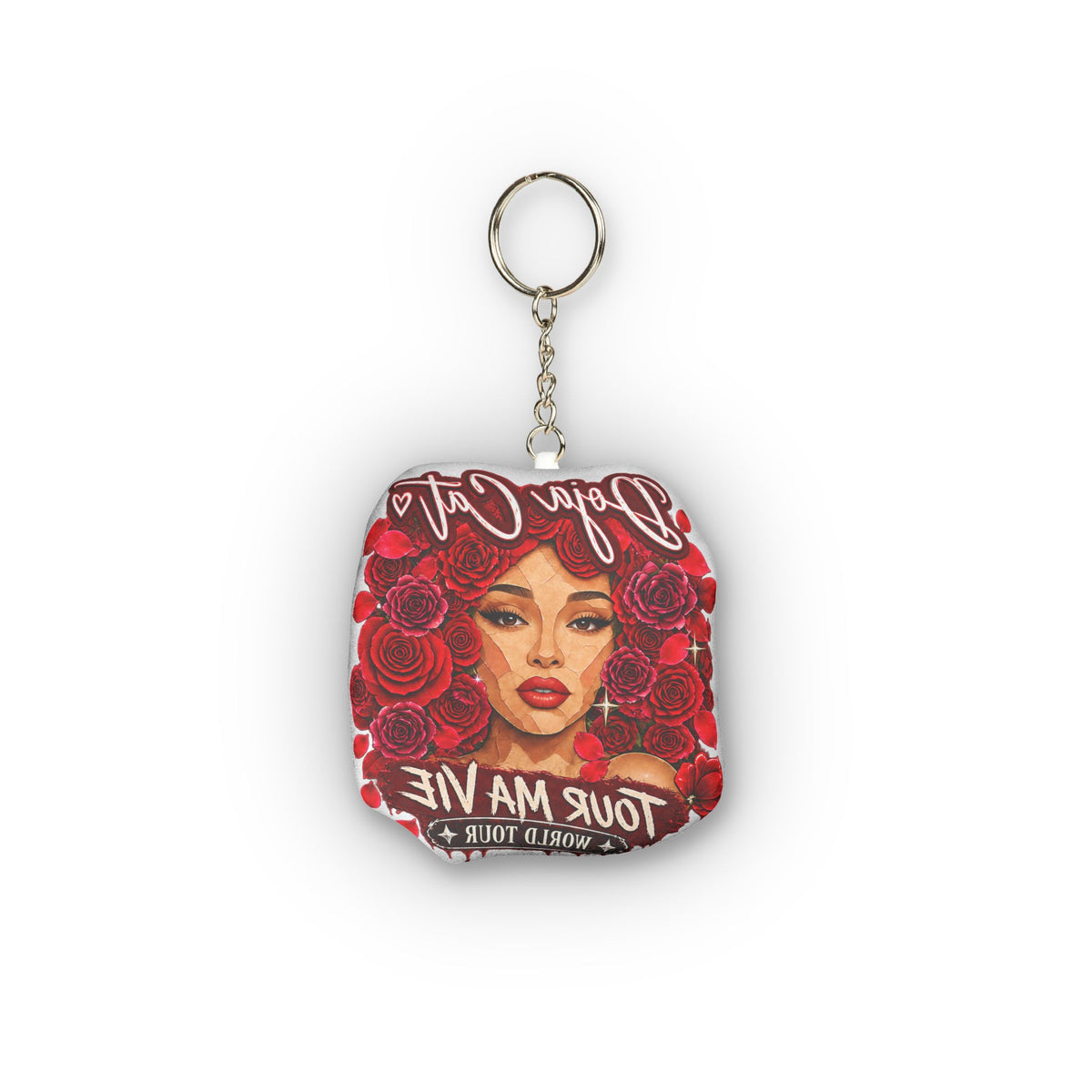 Rose Mosaic Portrait Custom Shape Mini Plush Keychain