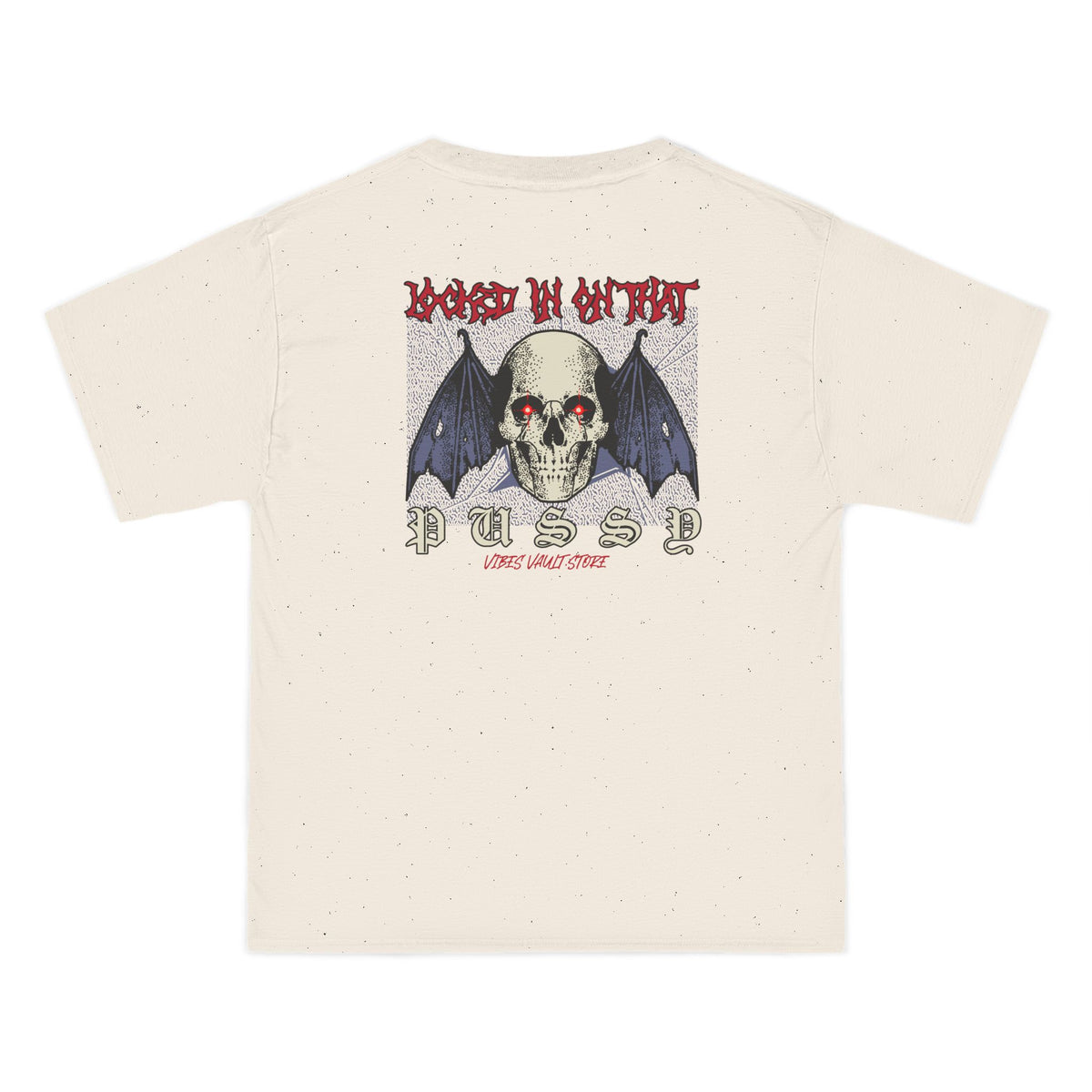 "Locked in on that Pussy" Humor Bat Skull - T-shirt Top - Retro Graphic Tee - Fall Halloween 2026