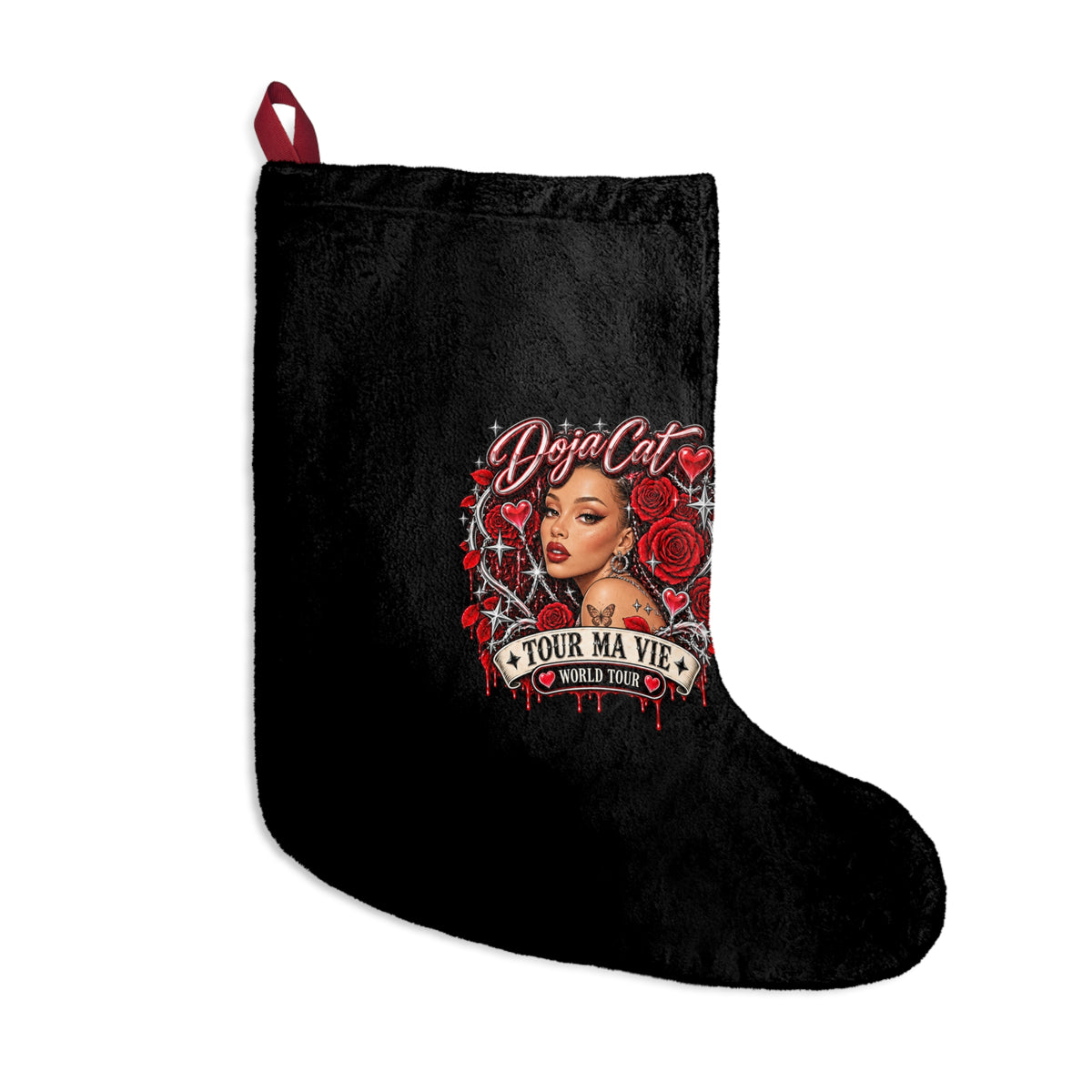 Red Roses Chrome Portrait Christmas Stockings