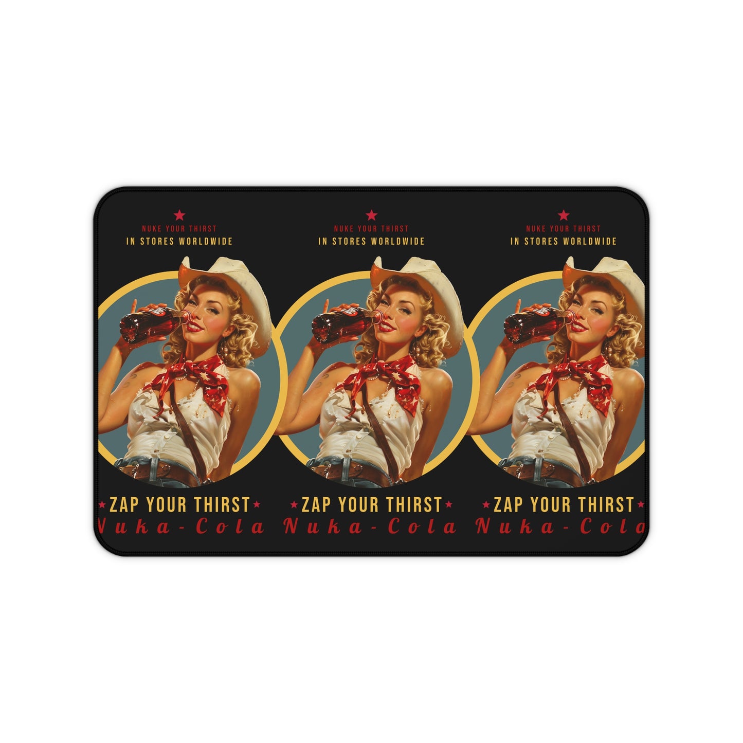 Fallout Retro Pin-Up Desk Mat — "Zap Your Thirst" Vintage Soda Advertisement Gaming Mouse Pad
