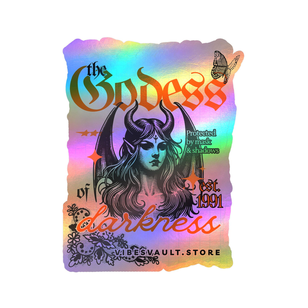 Goddess of Darkness Vinyl Sticker — Gothic Kiss-Cut Decal— Halloween 2026