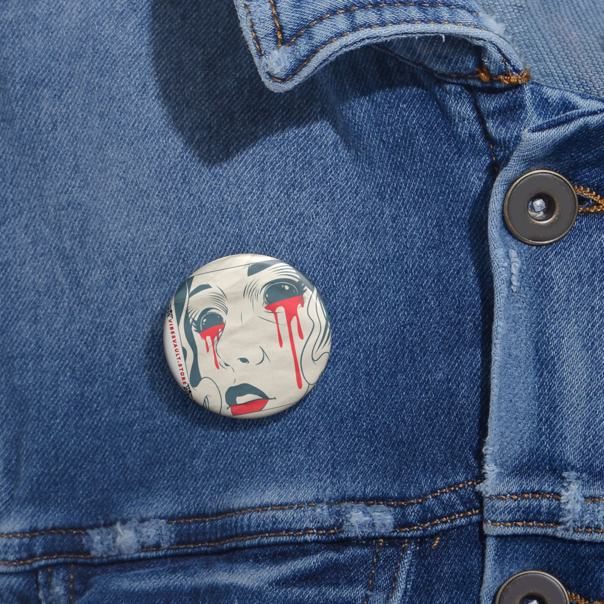 Scary Face Magic Tears Button Badge - Fall Halloween 2026