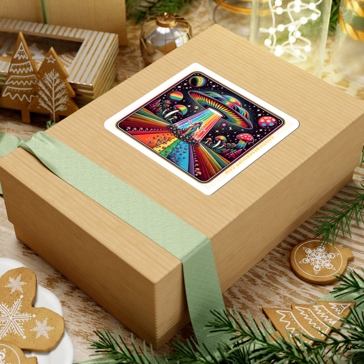 Sticker Rainbow UFO Space