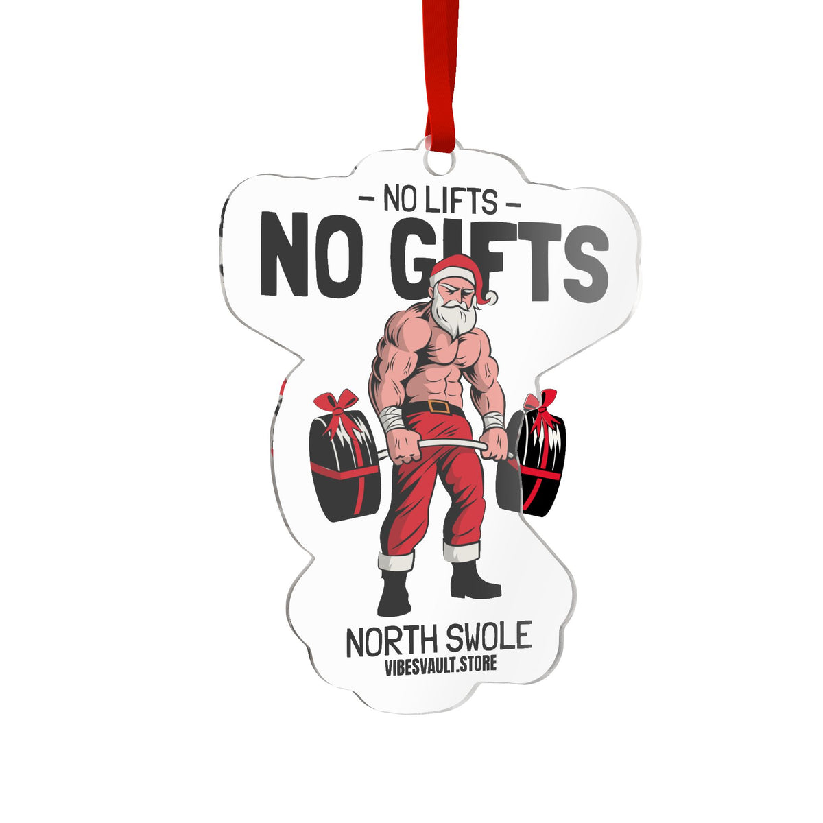 Santa Lifting Gifts Custom Cut Acrylic Ornament