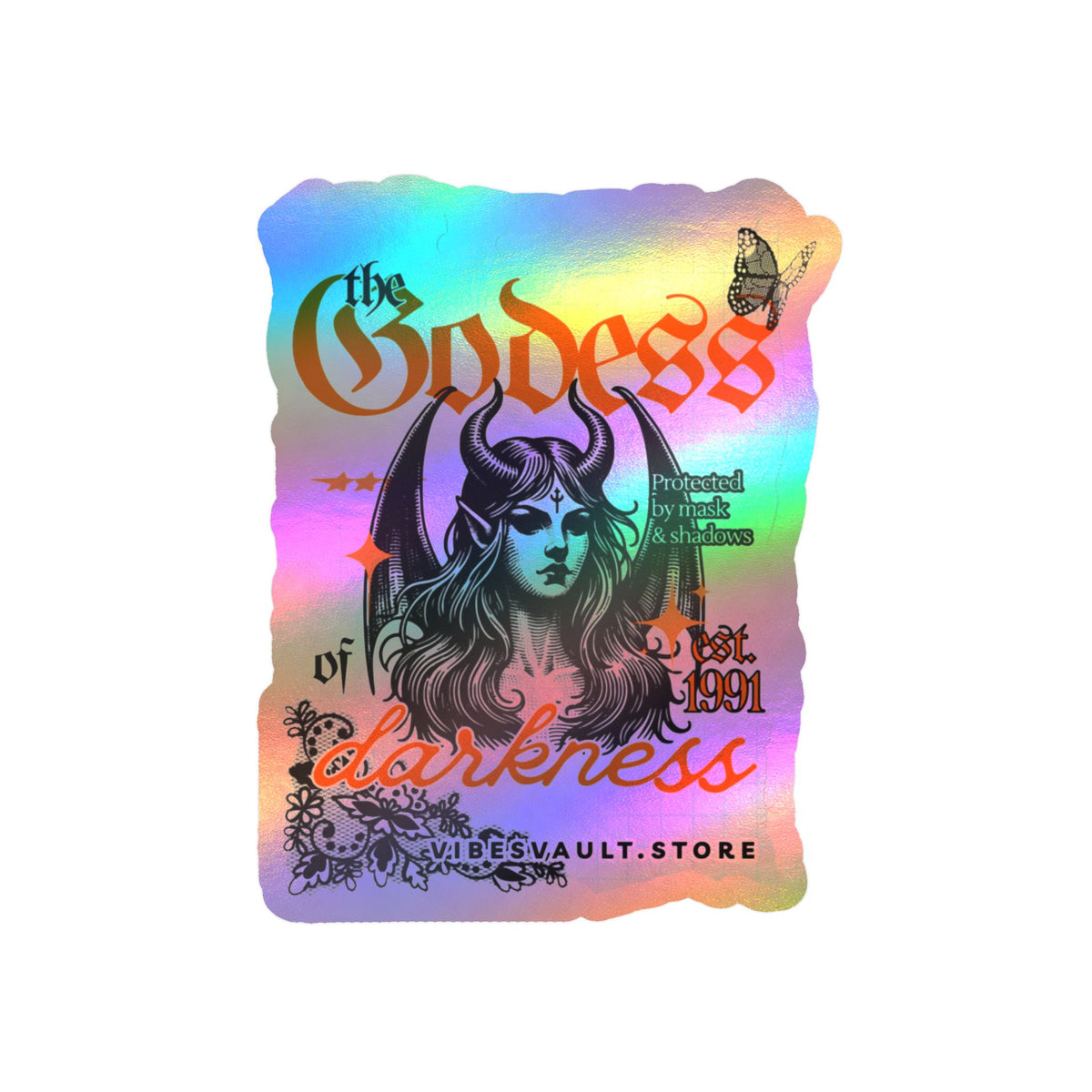 Goddess of Darkness Vinyl Sticker — Gothic Kiss-Cut Decal— Halloween 2026