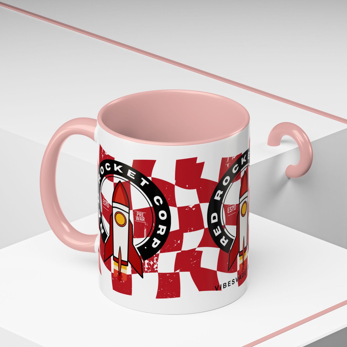 Coffee Mug — Red Rocket Corp Retro Rocket Logo Accent Mug (11/15oz)