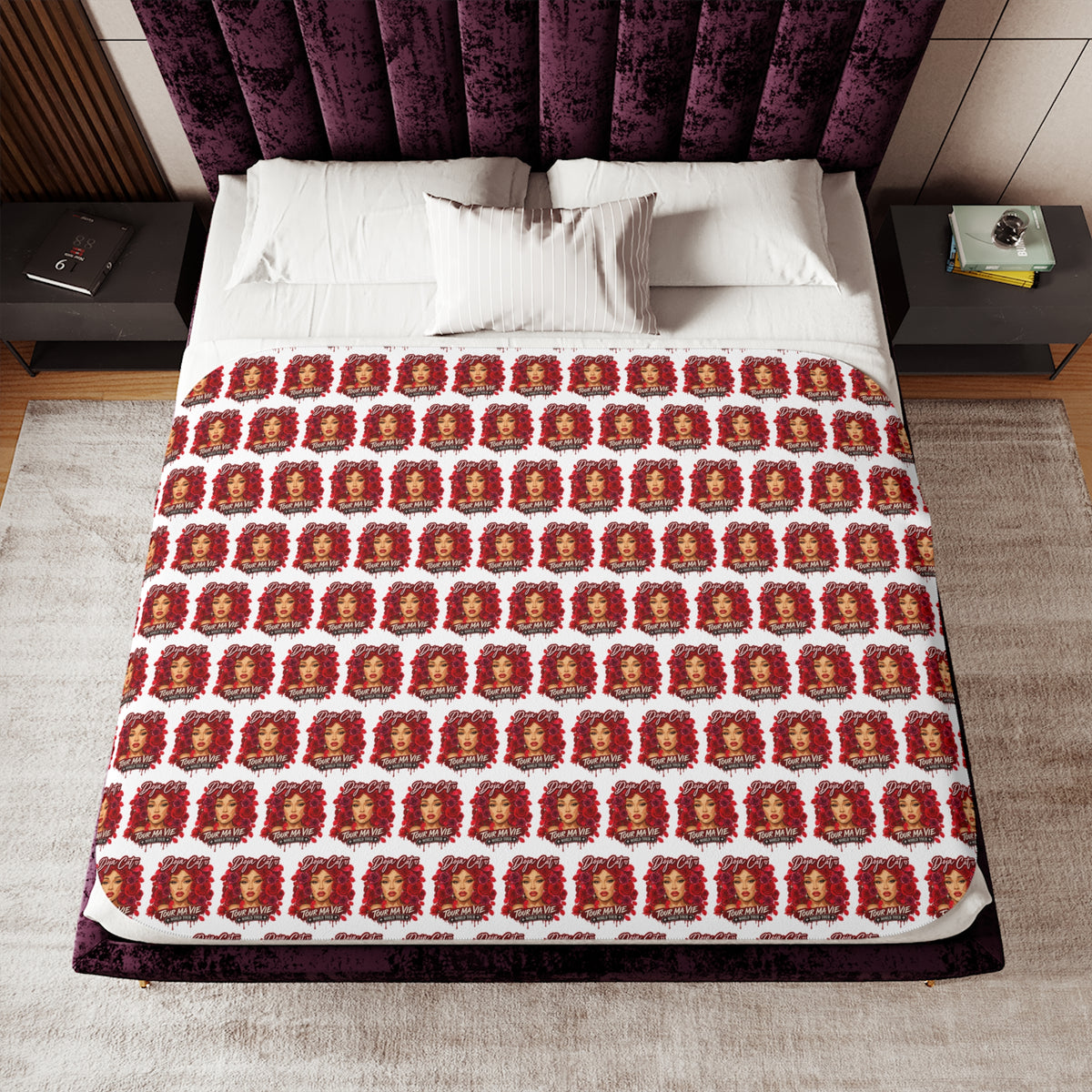 Rose Mosaic Portrait Sherpa Blanket