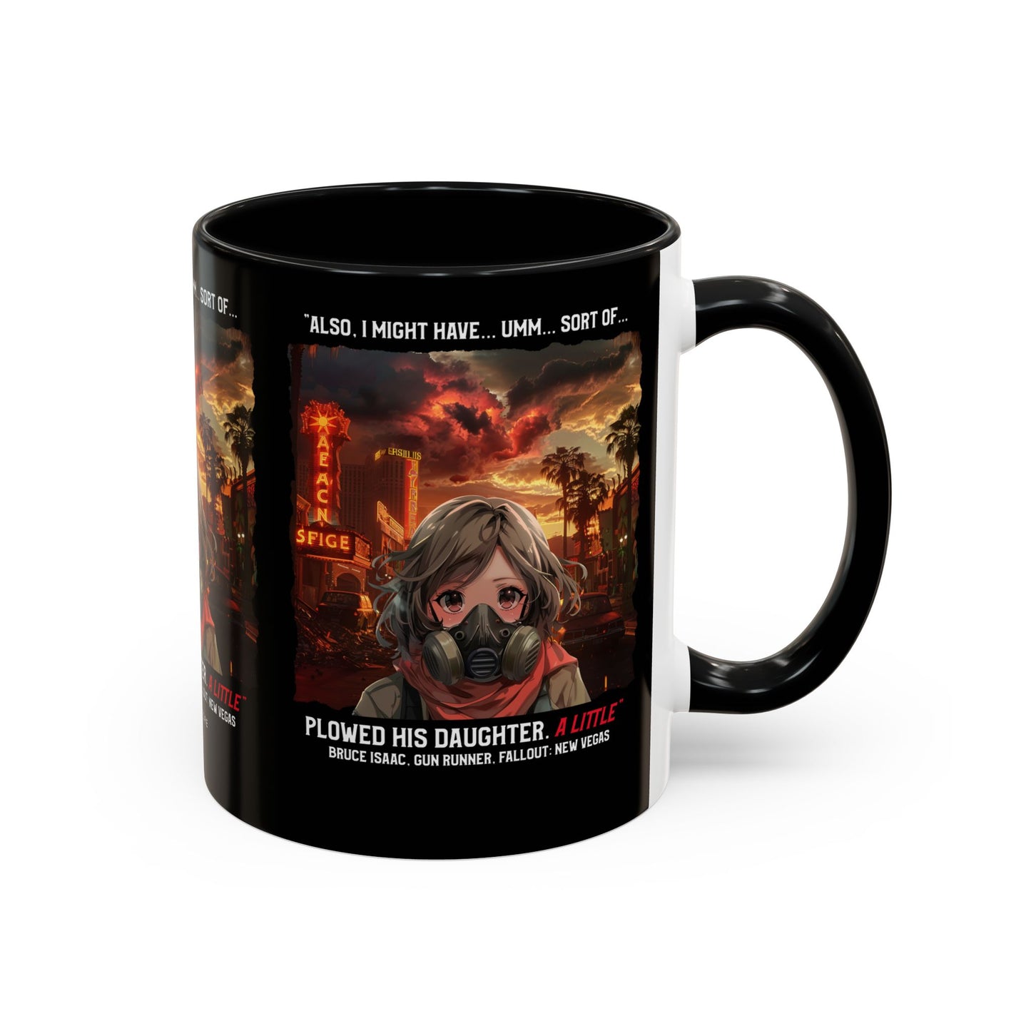 Post-Apocalyptic Anime Coffee Mug — 'Also, I Might Have...Umm...Sort Of' Gas Mask Girl